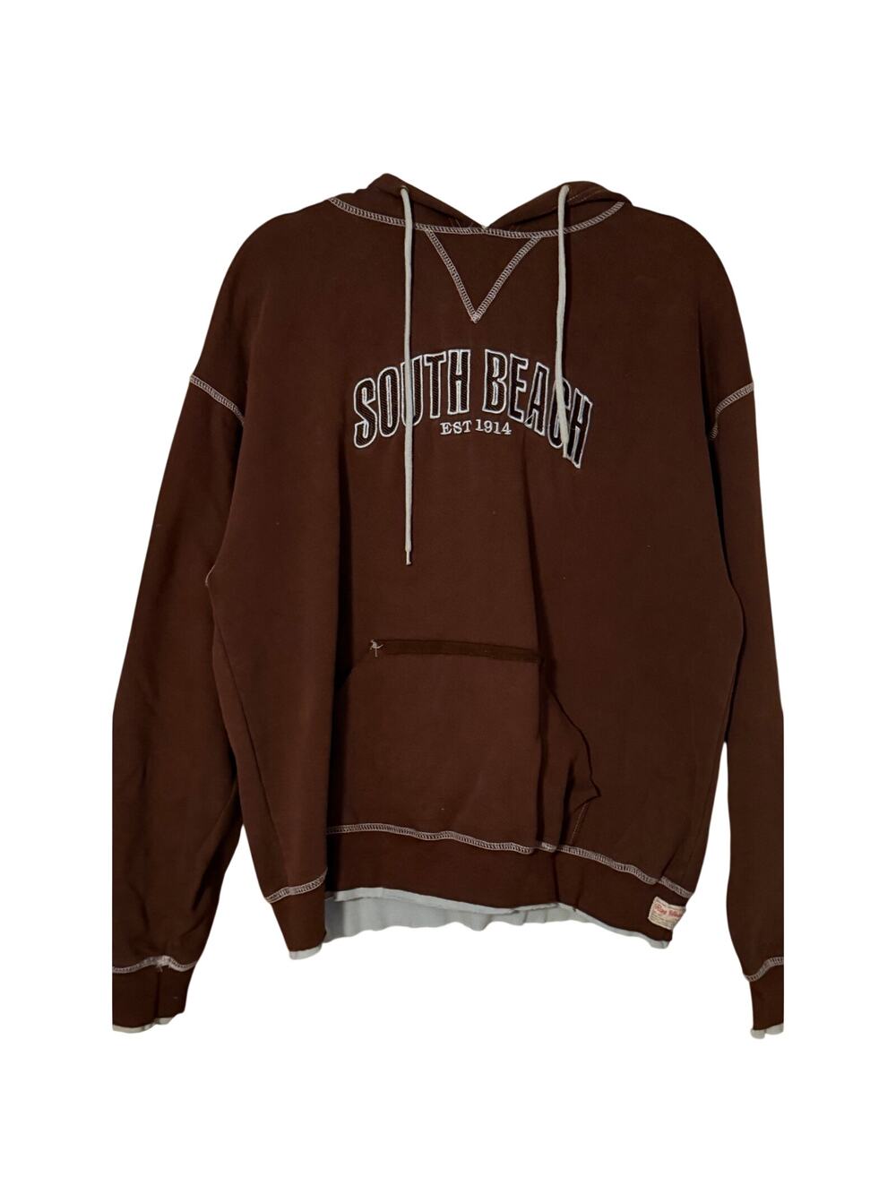 Rag Wear USA South Beach Est. 1914 Brown Pullover Hoodie Sweatshirt XL